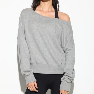 Spiritual Gangster Heather Gray La Vida  Off-Shoulder Sweatshirt